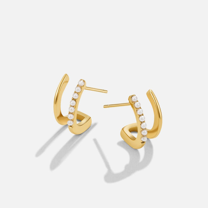 18K Gold & Pearl Claw Earrings