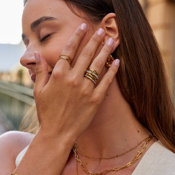 'Forever' Link Crystal & Gold Ring