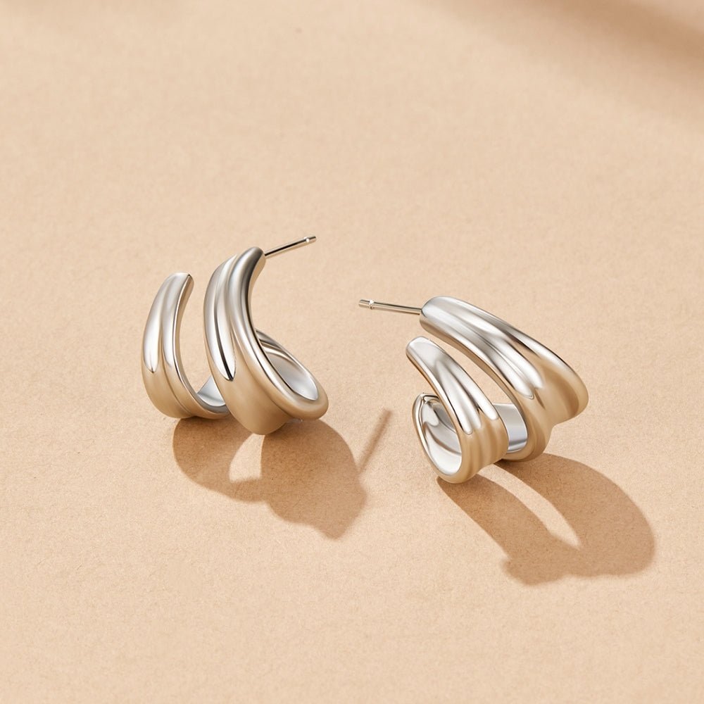 Twisted Ivana Silver Hoop Earrings