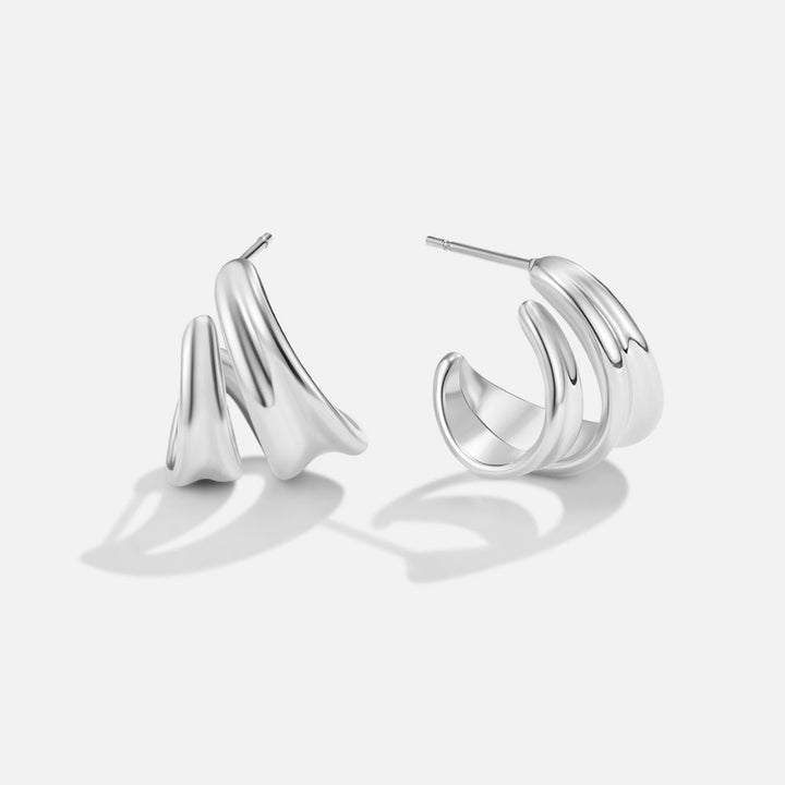 Twisted Ivana Silver Hoop Earrings